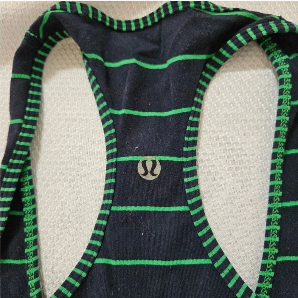 Lululemon Navy and Green Striped Tank Size Small - Picture 4 of 4
